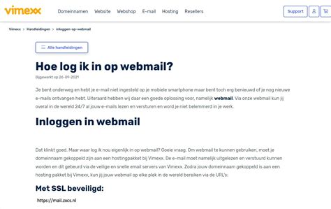 vimexx webmail|Log in voor de beste support